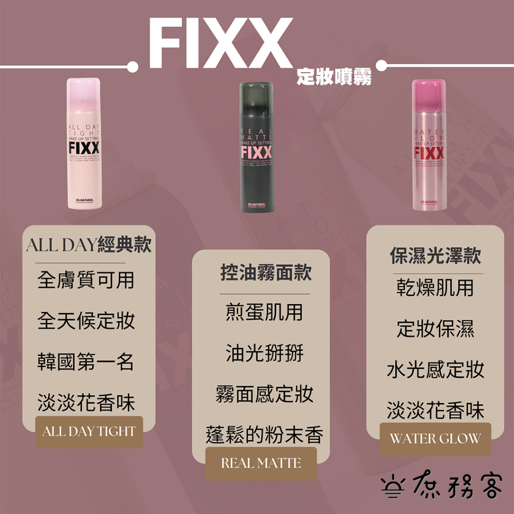 夏日救星 FIXX 韓國 so natural 全天候超完美定妝噴霧 定妝噴霧 超持妝 matt 庶務客