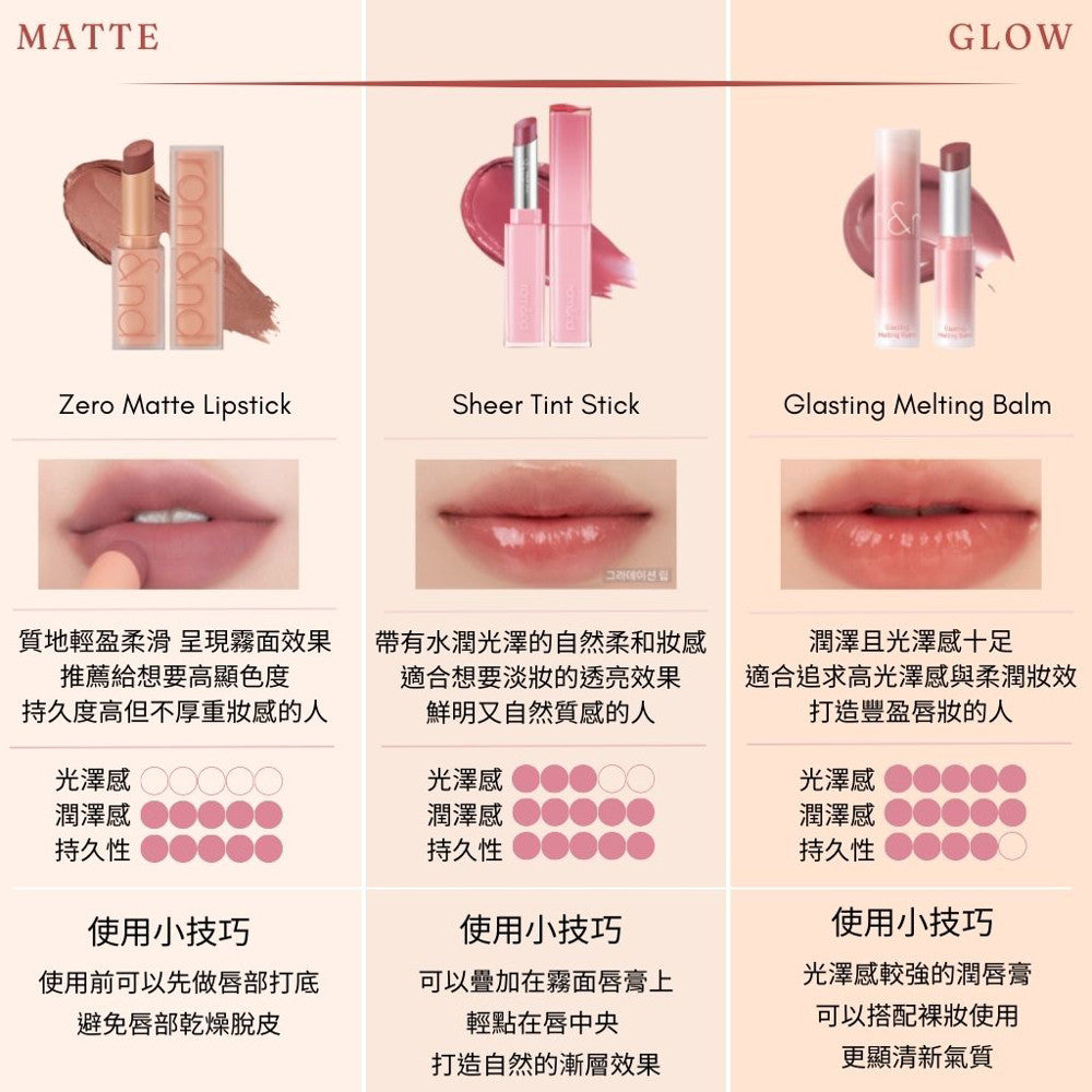 rom&nd 細管唇膏 水光唇膏 唇釉 唇膏 唇彩 果凍唇膏 水波唇膏 潤唇膏 護唇膏 韓國 庶務客